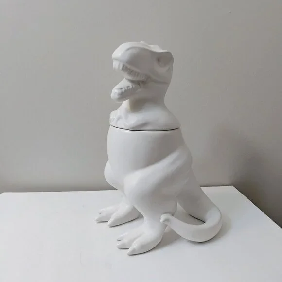 White Target Threshold T Rex Ceramic Dinosaur Cookie Jar Canister Stoneware